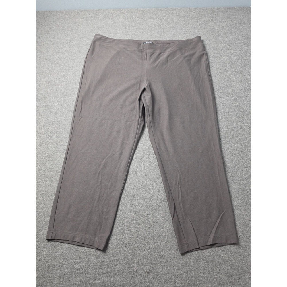 Eileen Fisher Crop Pants Women 1X Brown Relaxed Elastic Waist Stretch High Rise